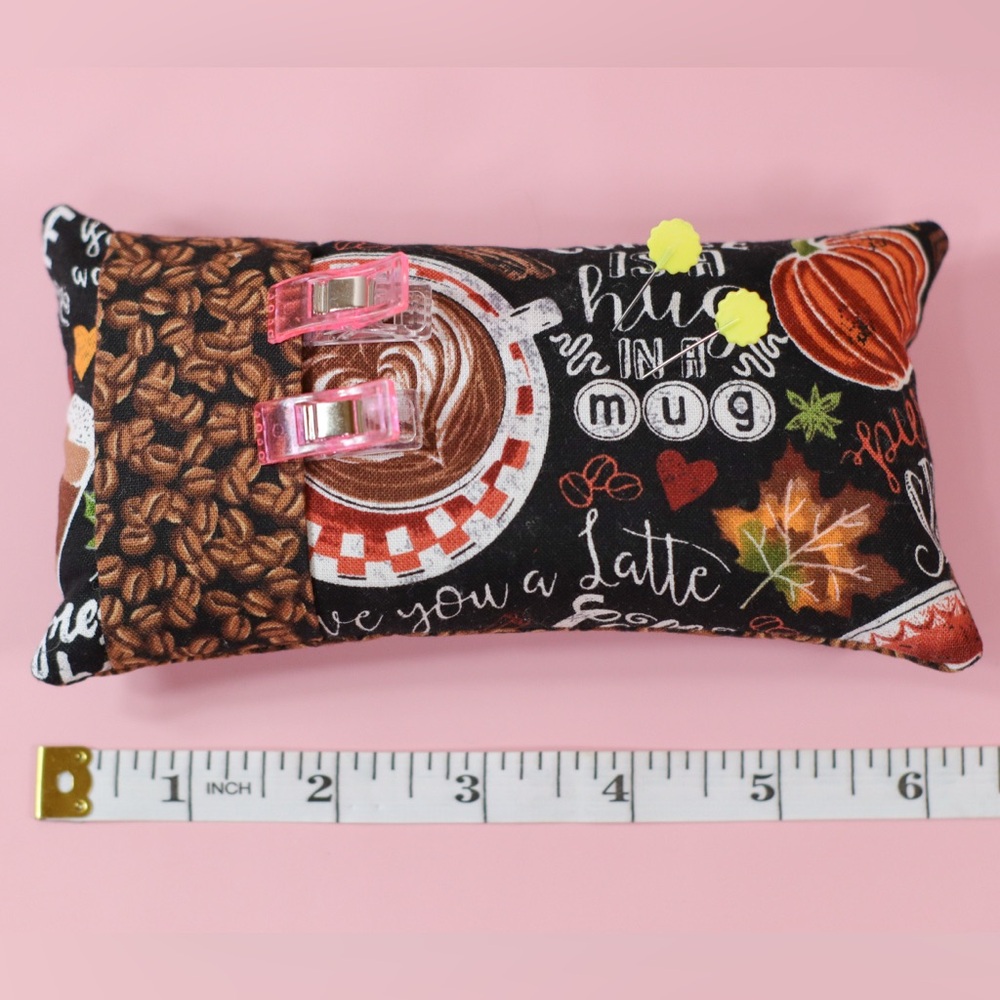 NEW Weighted Walnut Shell Pin Cushion- Coffee Lovers NWOT